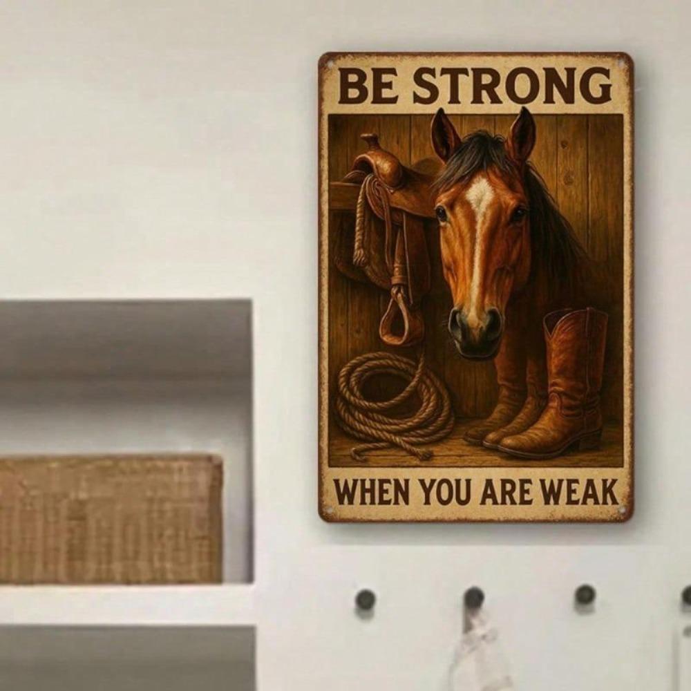 Tin Sign Wall Art Vintage Western Horse Motivational Office Decor Quote