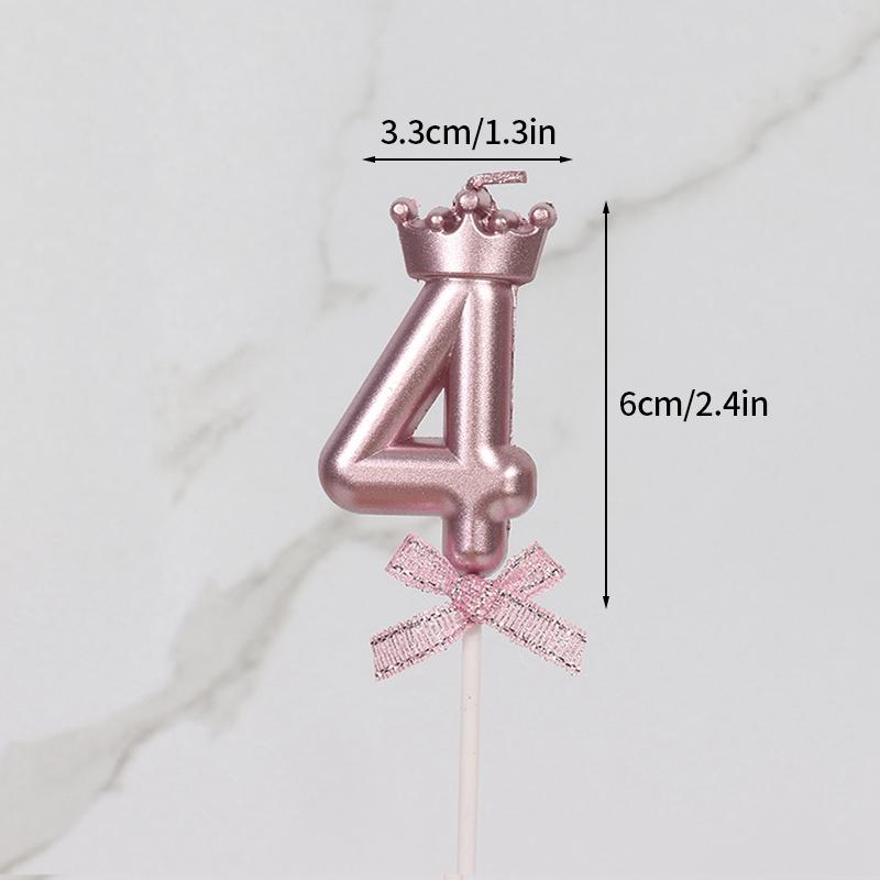 Pink Crown Candle Birthday 0-9 Number Cake Decoration Digital Candles Dessert Insert Decor Party Anniversary Day Cake Decor