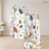 Plus Size Women Abstract Printed Two Piece Set Round Neck Long Sleeve High Low Top Wide Leg Pants