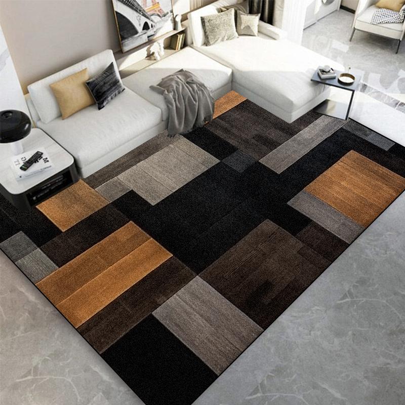 Nordic Black Brown Carpet for Living Room Home Decorations Coffee Table Large Area Plaid Rugs Bedroom Floor Mats Children Carpet