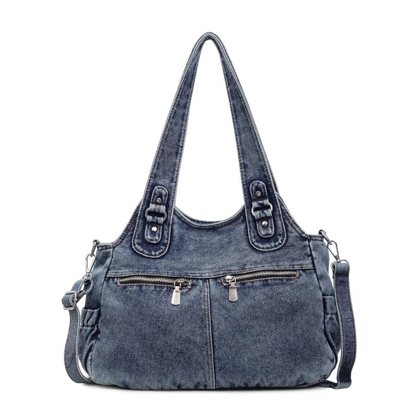 Vintage Denim Tote Bag Women Shoulder Bag Handbag