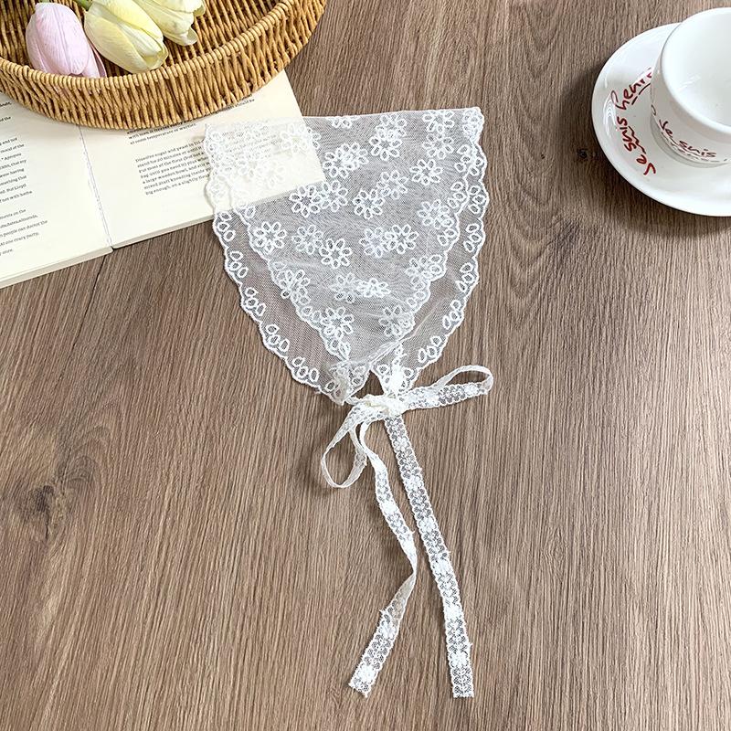 Summer new lace premium silk scarf super fairy flower triangle scarf scarf women's scarf headscarf headband hair band hair tie