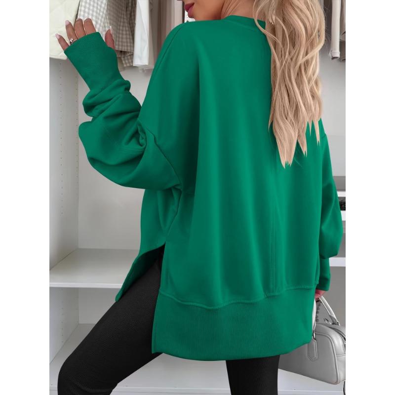 DAFIFY Women's Fashion Casual Spring Autumn Solid Color Print Long Sleeve O-Neck Blouses & Shirts