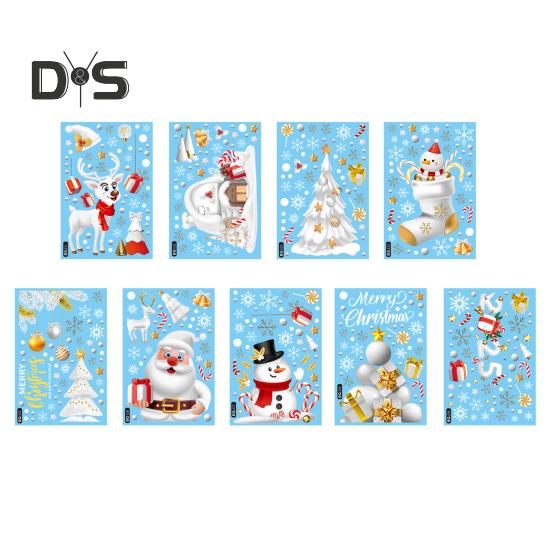 

9 шт. Рождественские статические наклейки зимние окна снежинки наклейка Санта-Клаус снеговики неклейкие наклейки для дома школы офиса Sets