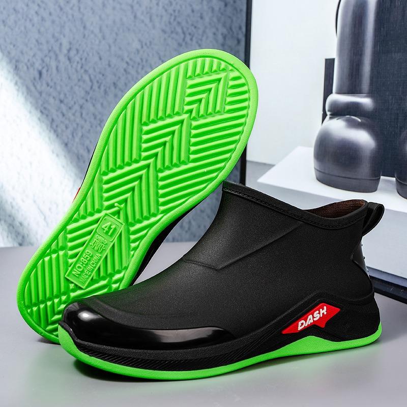 Men's Rain Boots Fashion Rubber Galoshes Outdoor Waterproof Fishing Shoes Non-Slip Rubber Shoes for Men Winter Cotton Rain Shoes