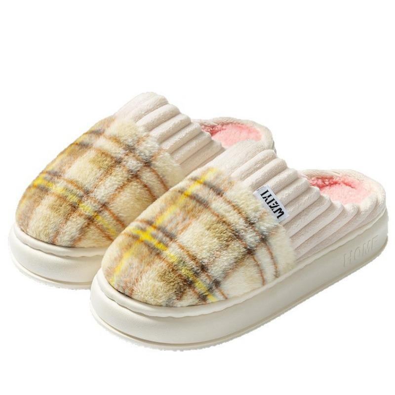 Newly Upgraded Thickened Cotton Slippers Indoor Home Autumn and Winter Thick-soled Cotton Slippers Women's Warm and Non-slip Confinement Shoes