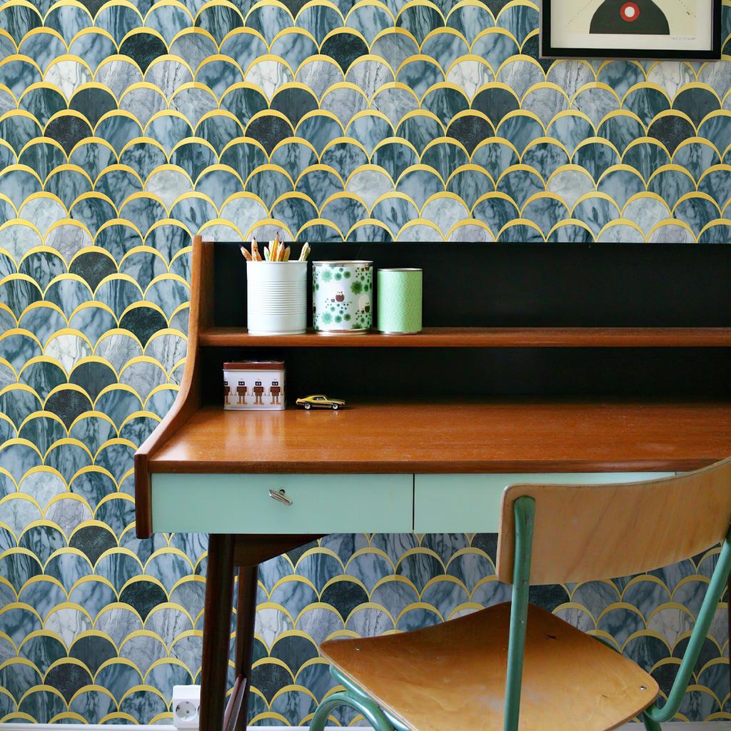 Fish Scale StoneWallpaper Peel And Stick Blue Waterproof Wall Contact Paper Fresh Self Adhesive Living Room Wall Decor