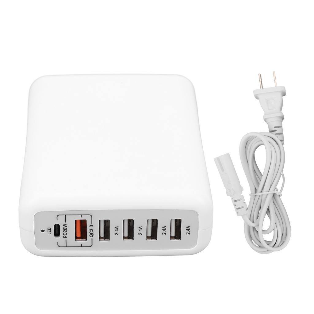 USB C Fast Charger 100W 6 Port USB C Charging Hub Block with 5 USB 1 Type C Port for Phones Tablets