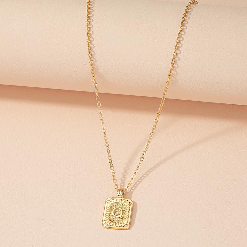 Square Brand 26 English Letter Necklace Hip-hop Necklace Ins Style Female European and American Design Sense Clavicle Chain