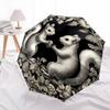 Squirrel  pattern, automatic folding umbrella, portable and foldable design, 8 ribs, a Christmas or birthday gift.