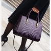 Stylish Black Croco-Embossed Cowhide Tote Bag – Elegant & Functional for Travel