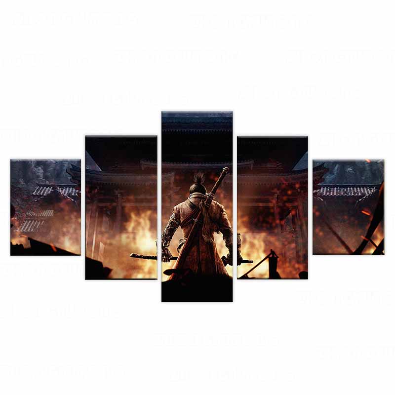 Unframed 5Pcs SEKIRO Shadows Die Twice Games Canvas Posters Wall Art Pictures HD Paintings Home Decor for Living Room Decoration