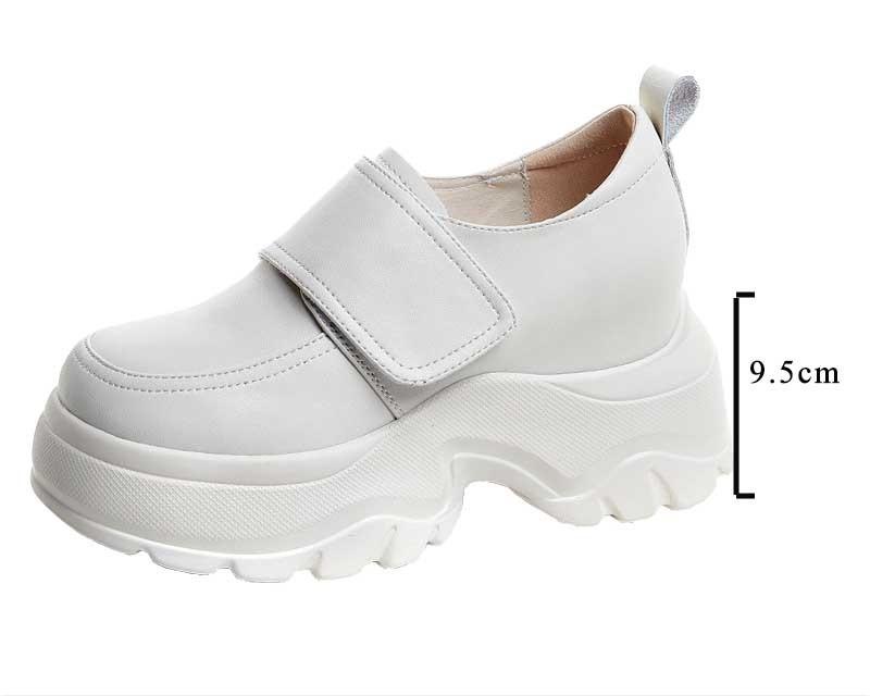 Fashion 9.5cm Genuine Leather Women Platform Wedge Pumps Flats Luxury Mary Jane Pils Mules Boots Hook Spring Autumn Spring Shoes