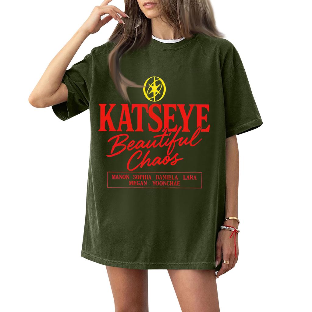 Dam T-shirt med tryck och rund hals och korta ärmar