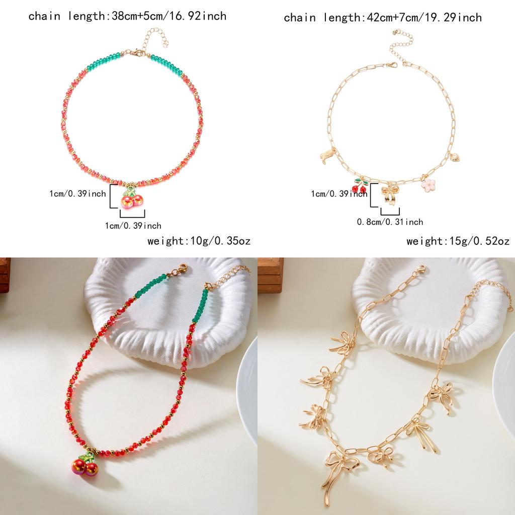 Handcrafted Alloy Necklace With Shell And Cherry Charm For Summer Vacation Wear