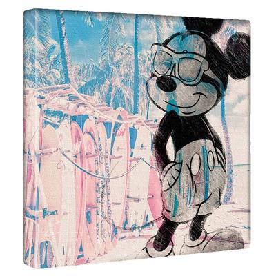 Disney Mickey Mouse Art Panel, 30cm X 30cm, Made In Japan, Poster, Stylish Interior Decor, Living Room Decor, Surf, Beach, Ocean, Fabric Panel,