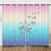 Curtains Color Gradual Change Butterfly Sunshade Child Blackout Curtain Bedroom Without Punching European and American