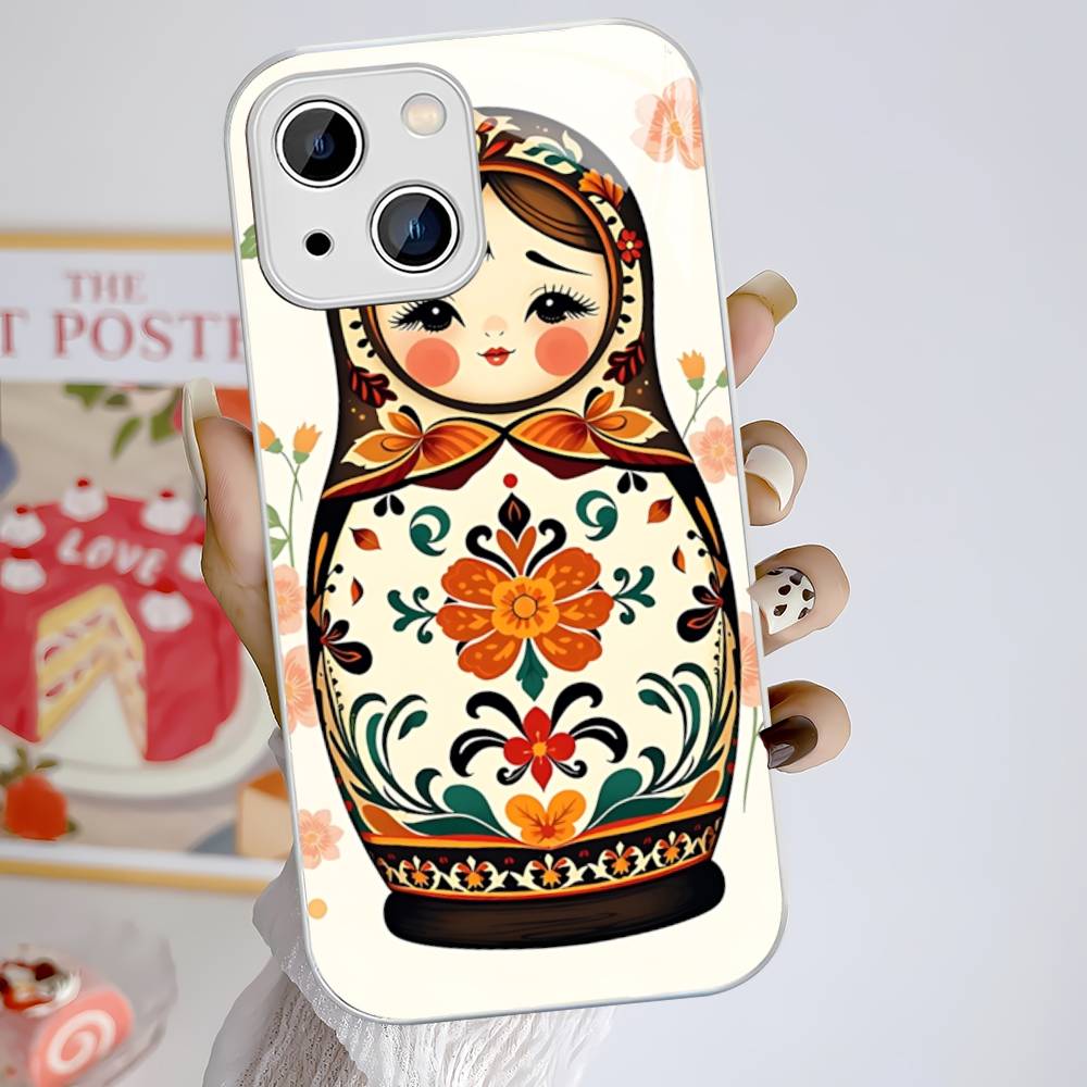 Classic Matryoshka Doll For IPhone 14 13 12 Mini 11 Pro XS Max X XR 14 Plus Tempered Glass Cover