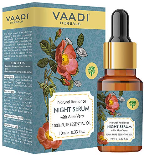 VAADI HERBALS Natural Radiance Night Serum With Aloe Vera - Reduces Dark Spots & Patches, Repairs Damaged & Uneven Skin, 10 Ml