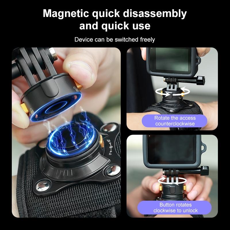 Magnetic Quick Release Wrist Mount for GoPro, DJI, Insta360 Action Cameras | POV Recording