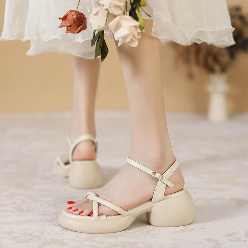 

Leather flat for Huizhou women s shoes heels slippers wear new summer travel wear beach sandals women 34 бежевый