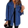 Europäischer & Amerikanischer Stil Mode Denim Ausgefranste Jacke Hemd für Damen
