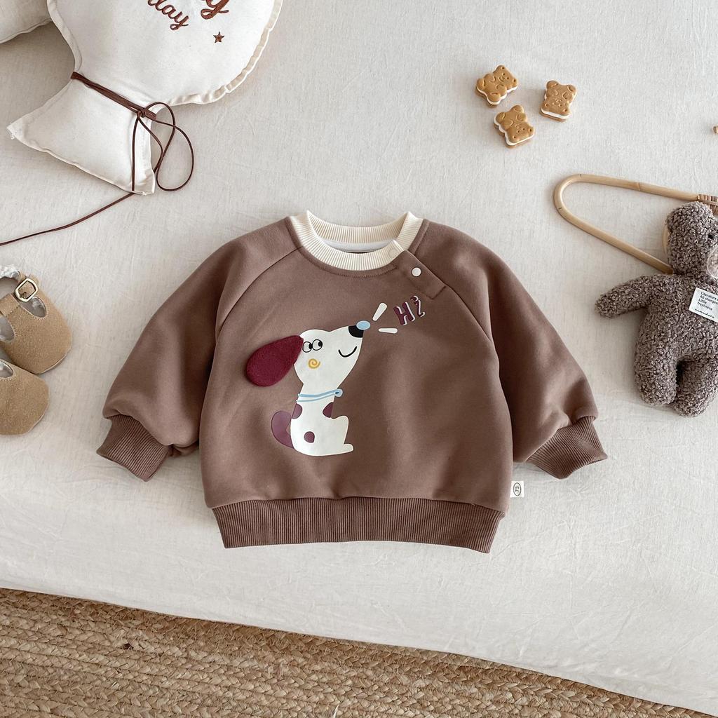 2025 Kids' Korean Style Winter Sweatshirt - Boys' Fashion Print & Girls' Cute Pullover