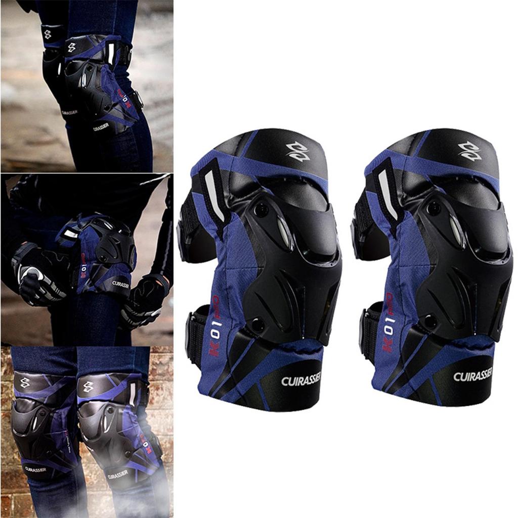 2Pcs Motorcycle Knee Pads Shock Absorbing EVA Foam Shock Resistant Guard Fits for Motocross Racing Mountain Bike Reflective