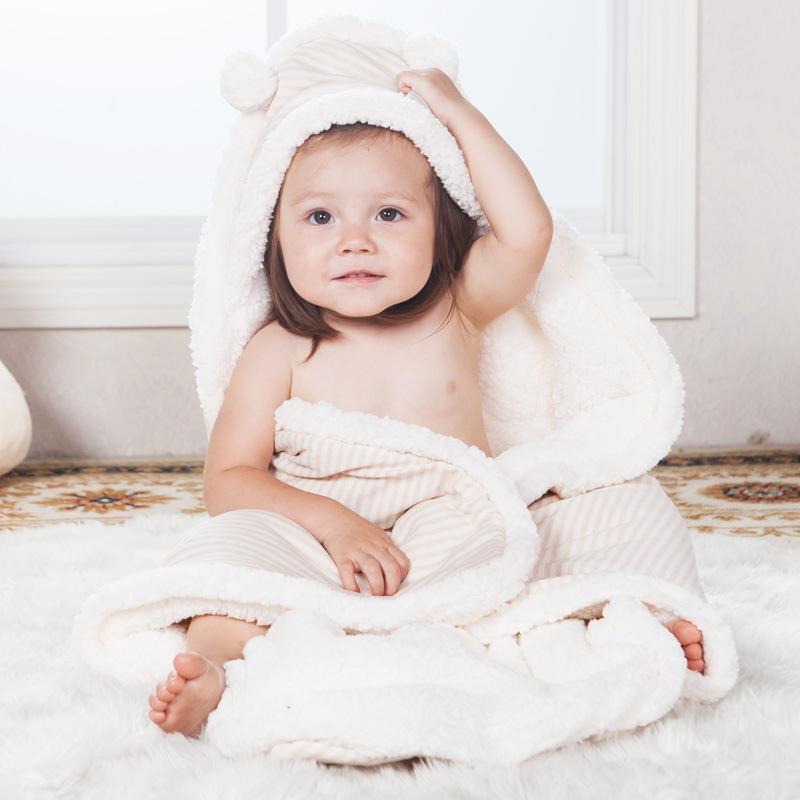 Newborn Baby Thickened Cotton Blanket with Velvet for Autumn & Winter