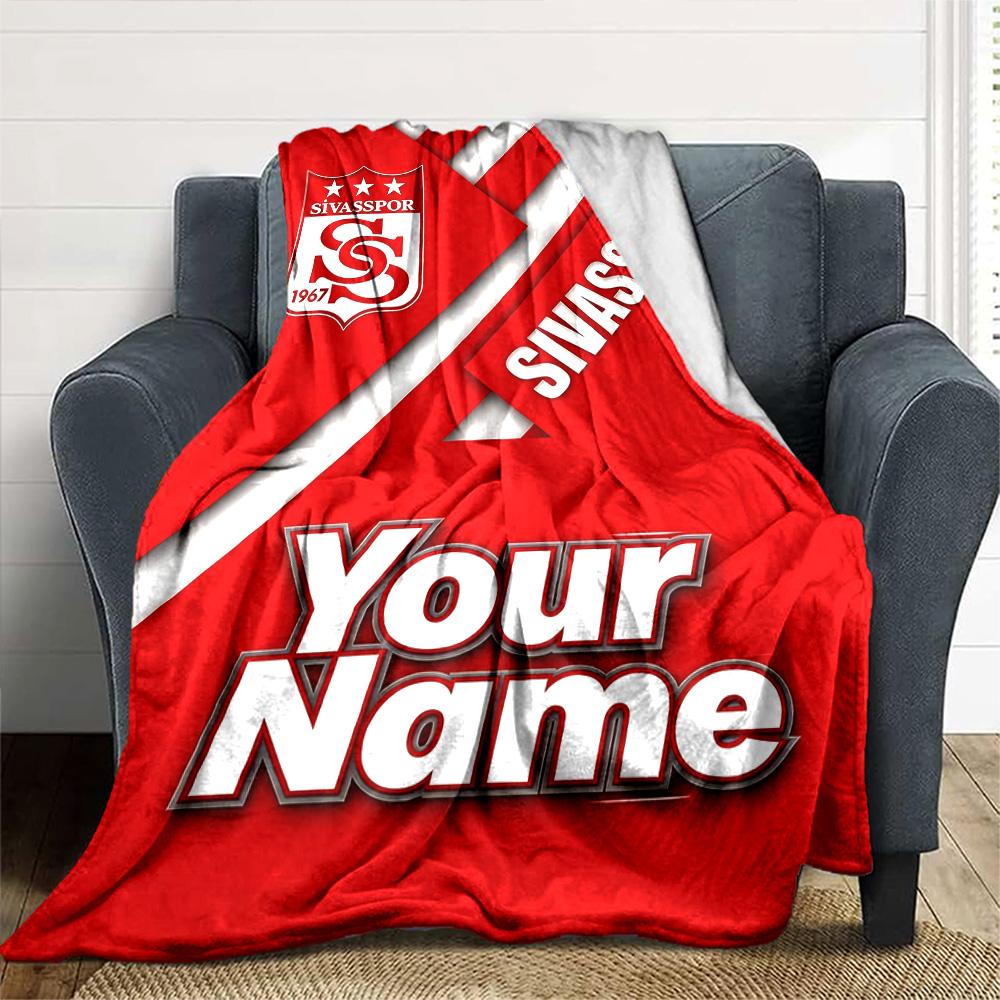 Name Custom Sivasspor Print Flannel Blanket High Quality Warm Comfortable Cover for All Seasons Perfect for Gifts Home Decor