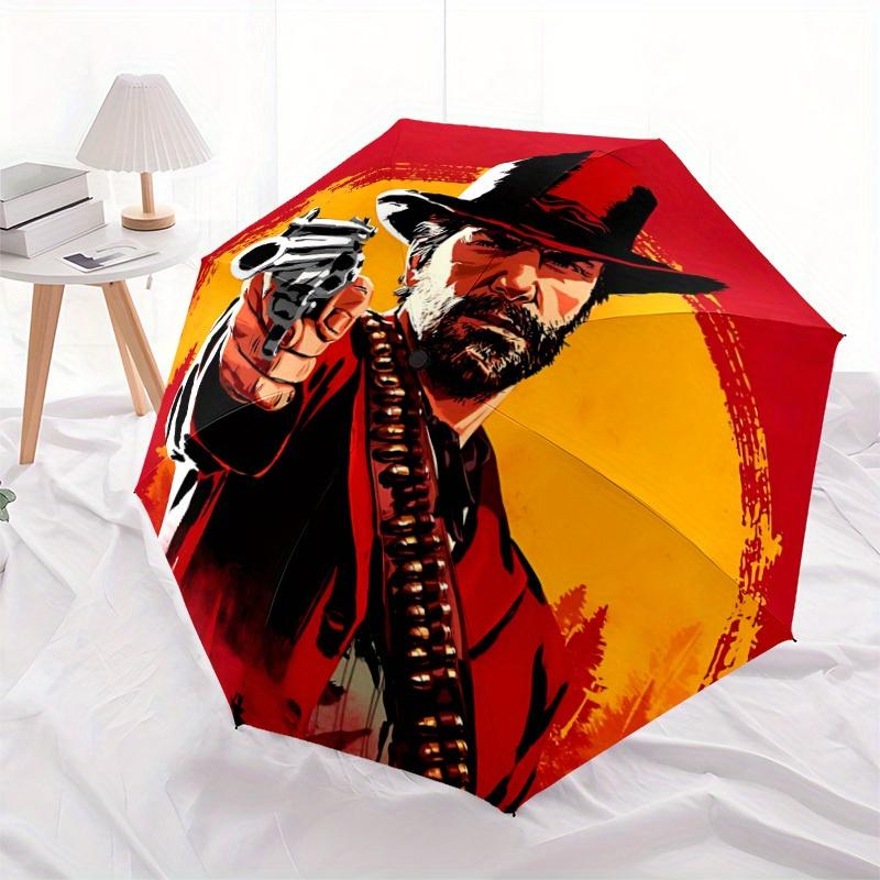 Cowboy Red Dead Redemption Auto Open/close, 8-Rib Iron Frame, Compact Folding Windproof Umbrella All-Season  0808091