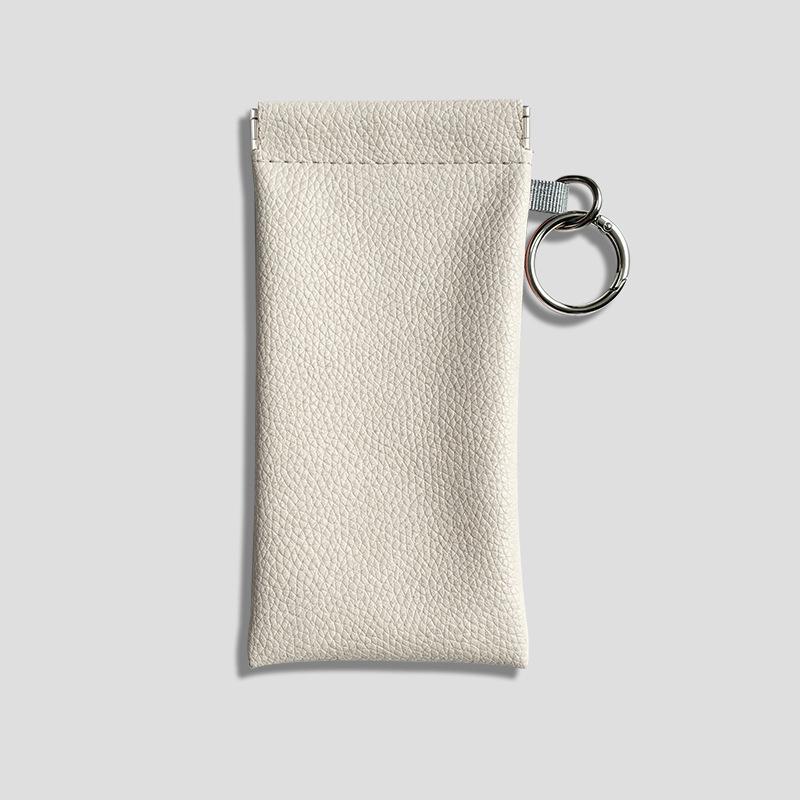 Automatic Closure PU Leather Sunglasses and Eyeglass Pouch - Anti-Pressure Spring Clip Case