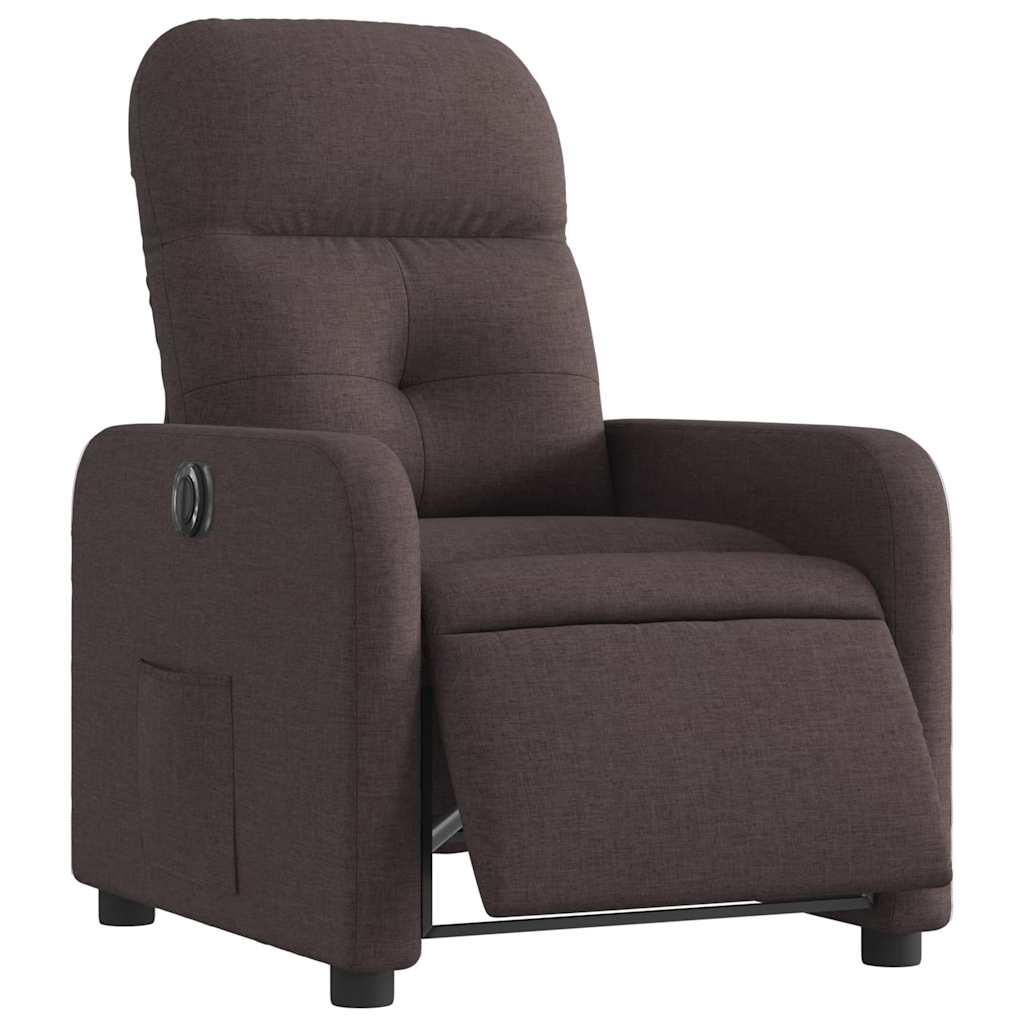 Electric Recliner Chair Dark Brown Fabric