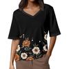 Women's V Neck T Shirts Half Sleeve Tops Printed Casual Summer Tees T Shirt Blouse