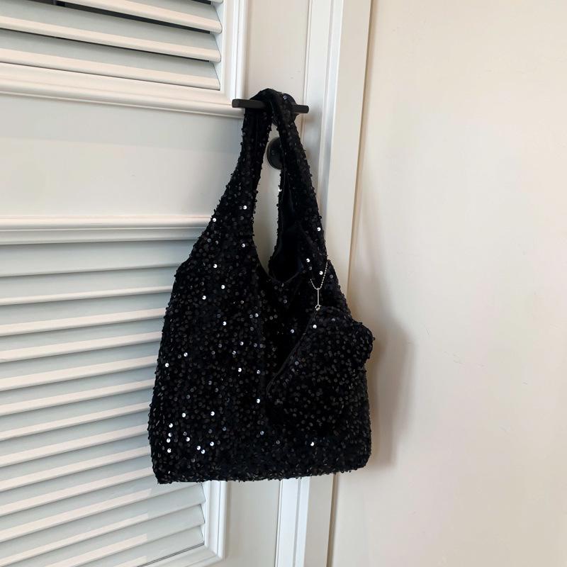 High-value sequined niche tote bag 2025 new fashion trendy and versatile foreign style starry sky shining shoulder handbag