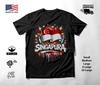 Singapore Flag Graffiti Graphic T-Shirt Black Unisex S-2XL