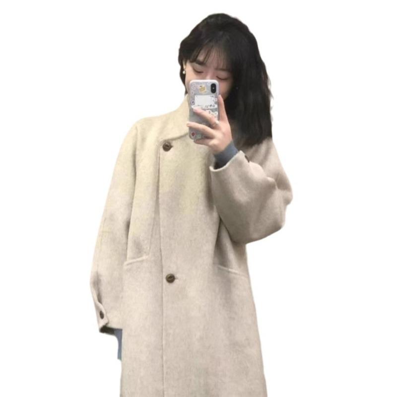 Woolen Coat Women's Autumn and Winter New Woolen Coat High-end Small Lazy Wind Medium and Long