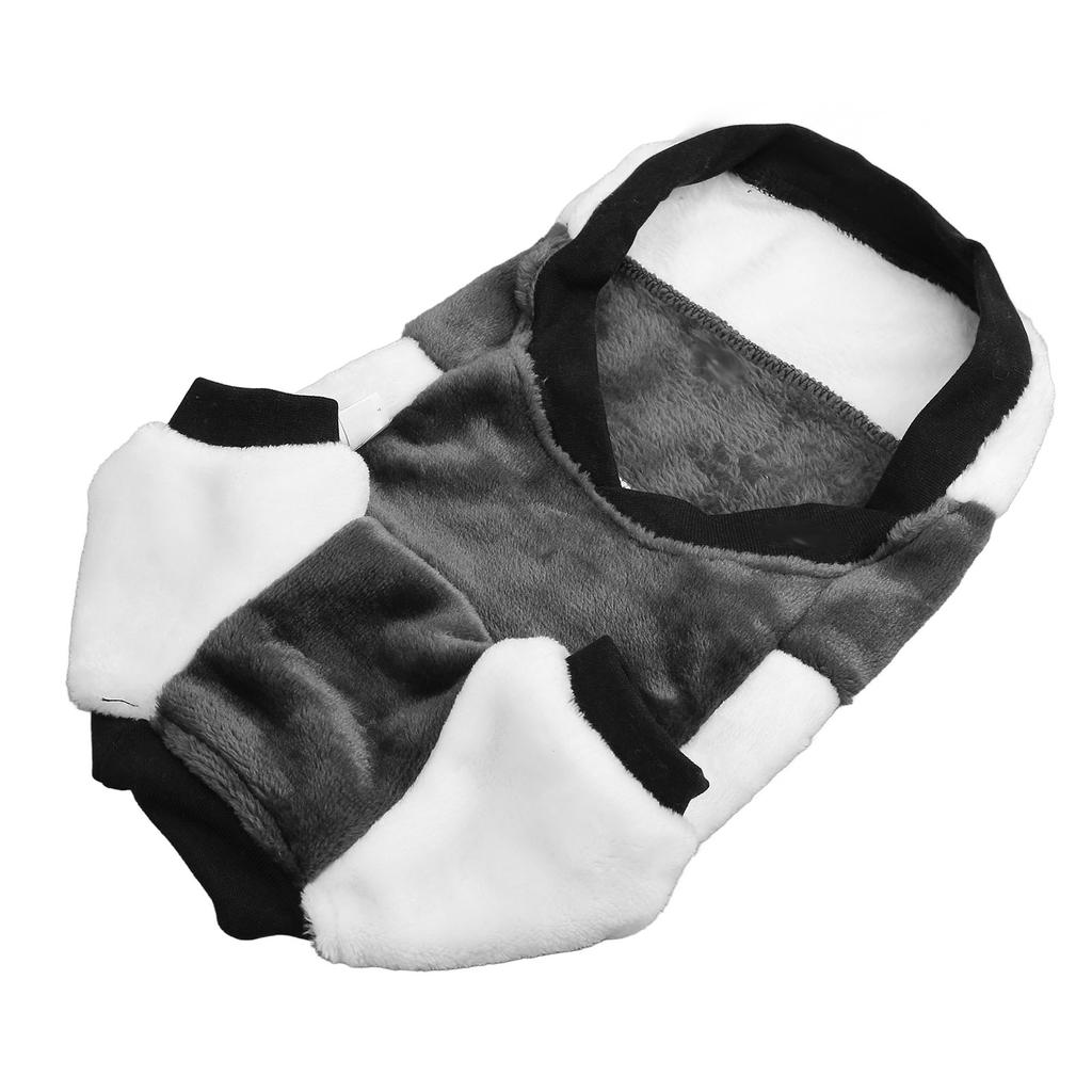 Dog Warm Coats Polyester Cotton Fleece Padded Grey White Patchwork Round Neck Dog Winter Clothes