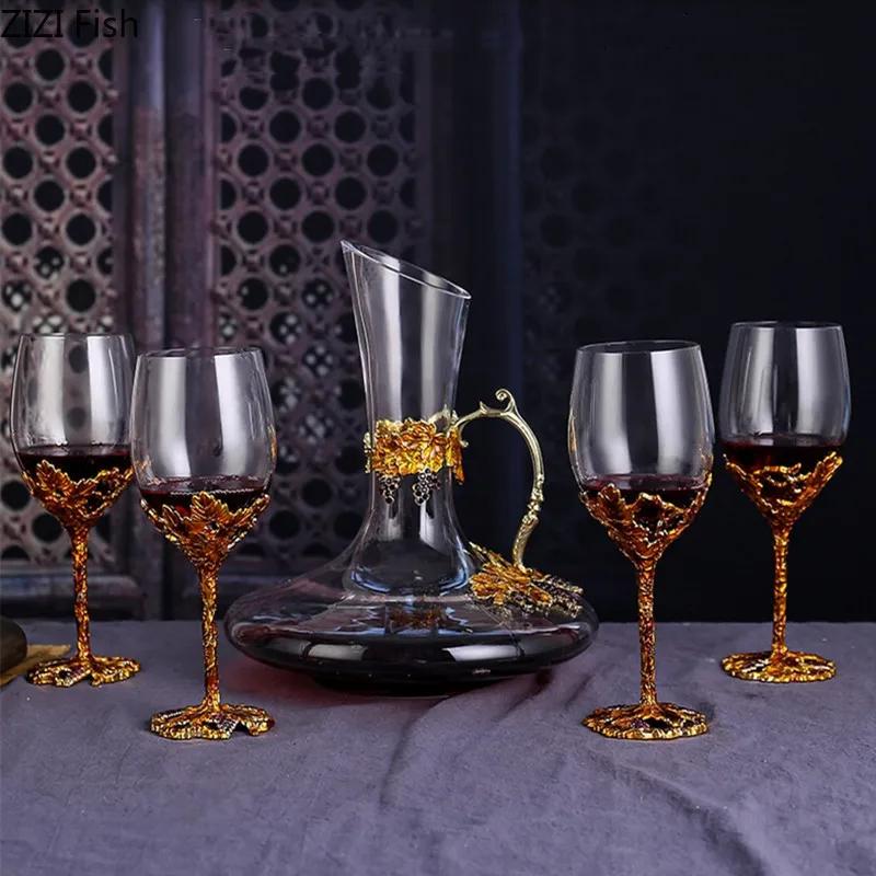 350ml Creative Crystal Glass Wine Glass Decanter Set European High-footed Cocktail Wine Glass Set Gift Box Wine Set Wedding Gift