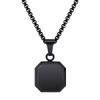 Stainless Steel Square Pendant Necklace Men Long Chain Layered Hip Hop Jewelry Geometric Titanium