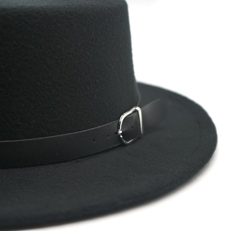 Ny Filthatt Herre Fedora-hatter med Belte Dame Vintage Trilby-luer Ull Fedora Varm Jazzhatt Chapeau Femme filt Panamahatt