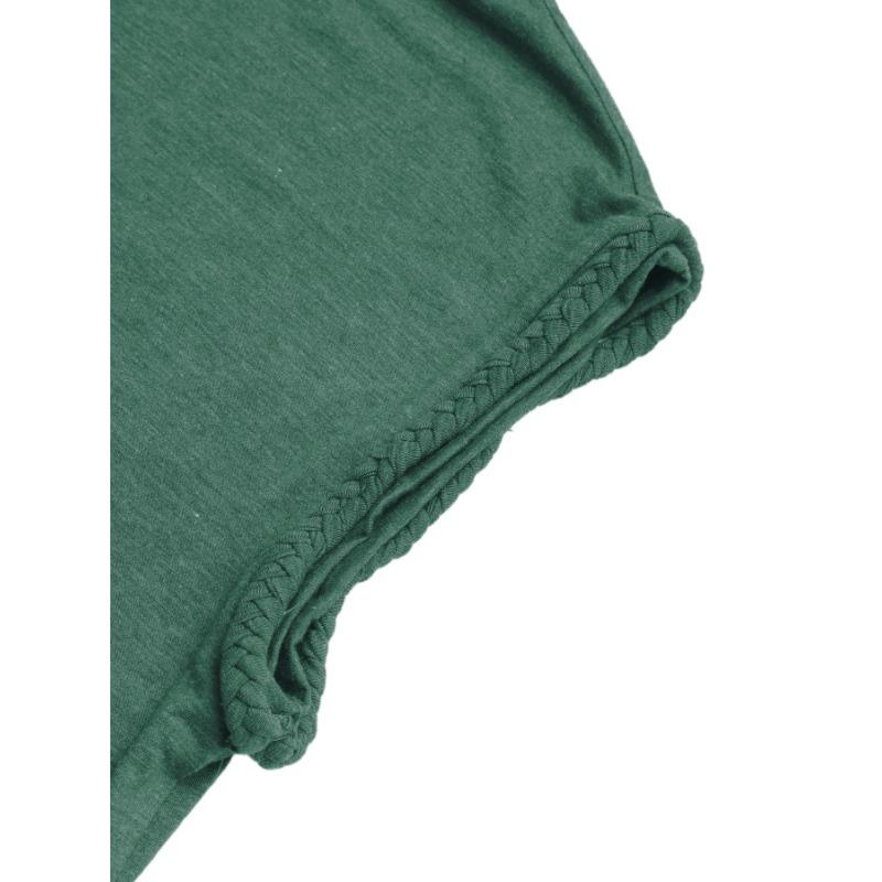 Damski prosty wygodny top bez rękawów z okrągłym dekoltem w jednolitym kolorze