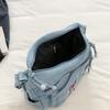 Kawaii KT Cat Denim Shoulder Bag for Girls, Cute Casual Single Strap Crossbody Purse, Trendy Multi Pocket Messenger Bag