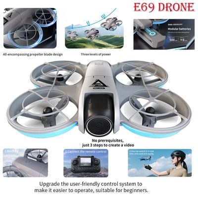 Neue E69 Mini Optical Flow Drohne mit dualen 8K Optical Flow Kameras und Bildschirmsteuerung, 5G WIFI, 360° Intelligente Hindernisvermeidung, Bürstenloser Quadcopter