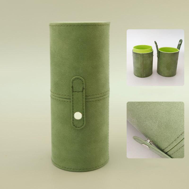 PU Leather Makeup Brush Bucket Portable Travel Cosmetic Bag Multi-Function Dust-Proof Waterproof Makeup Brush Cylinder