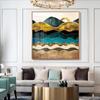 Nordic Moon Red Sun Combination Abstract Mountain Triptych Living Room Sofa Background Wall Decoration Painting Without Frame