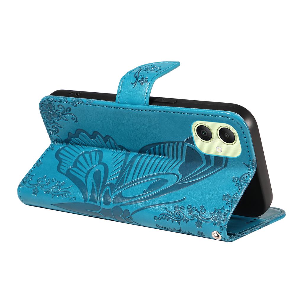 For Samsung Galaxy A05 4G Case Butterfly Leather Wallet Phone Cover with Hand Strap