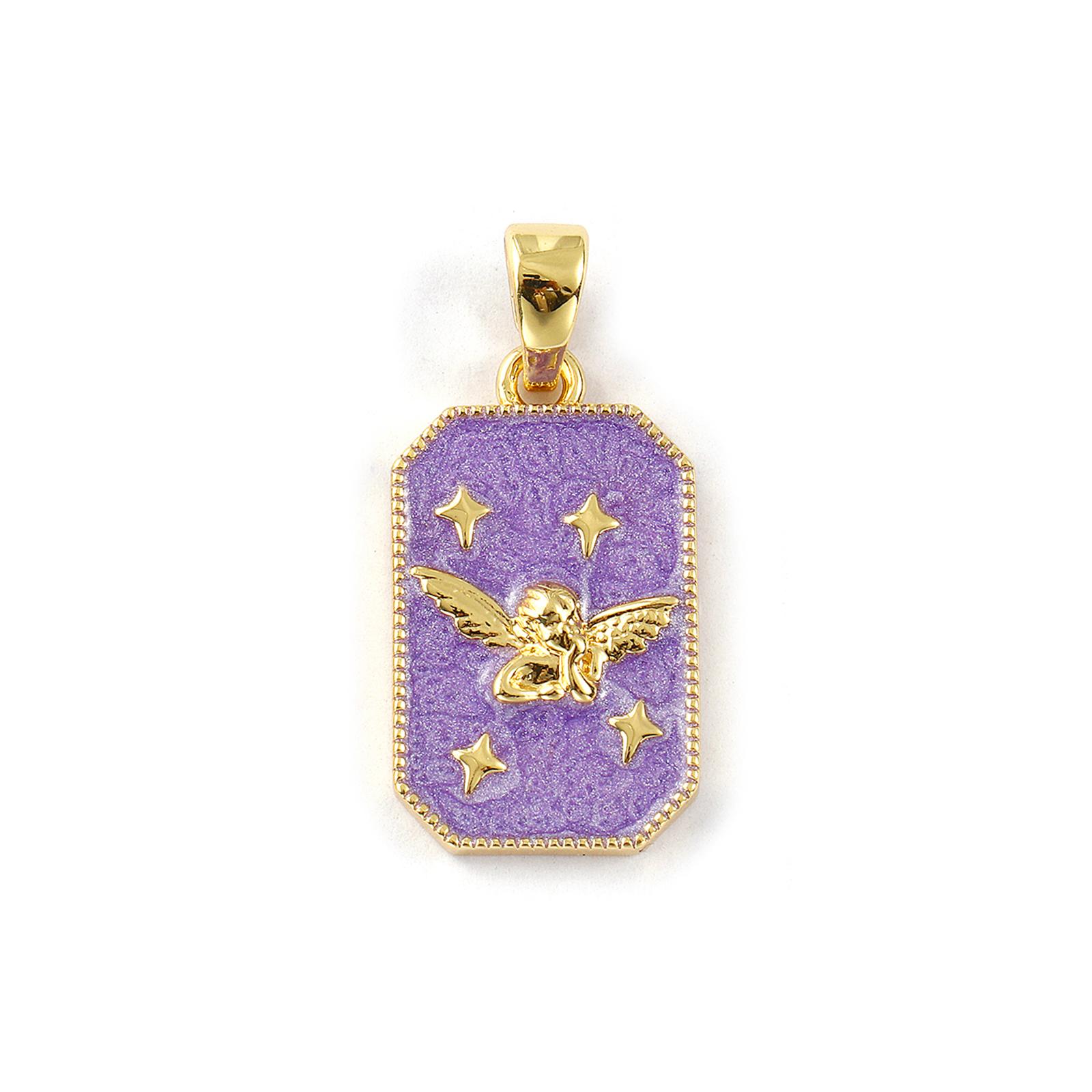 

2PCs Brass Pendants 18K Gold Plated Enamel Octagon Pearlescent Sun Heart Star Angel Pendants For Necklace DIY Making 3cm x 1.4cm