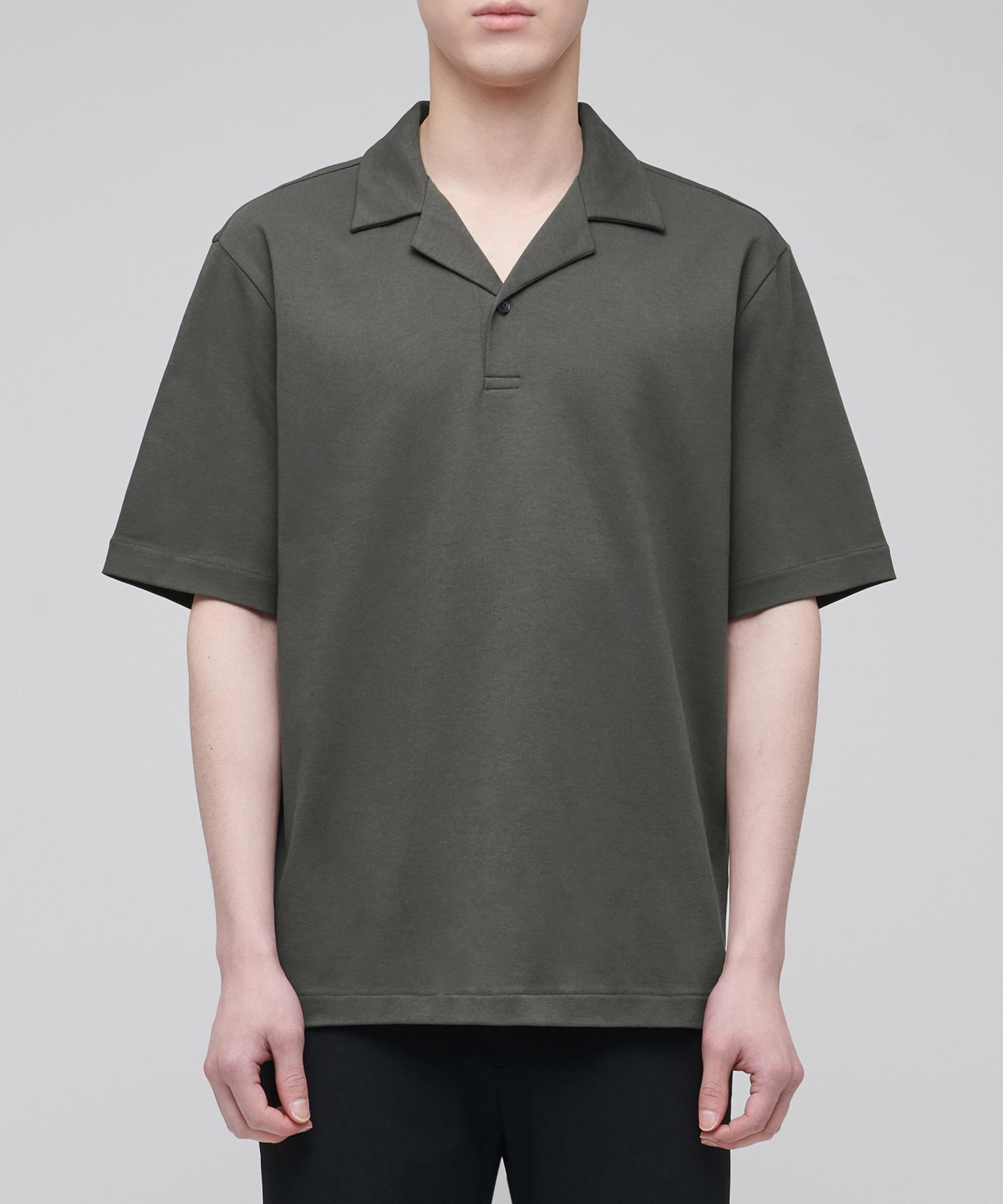 Open Collar Polo Shirt [Dusty Khaki] Khaki/L