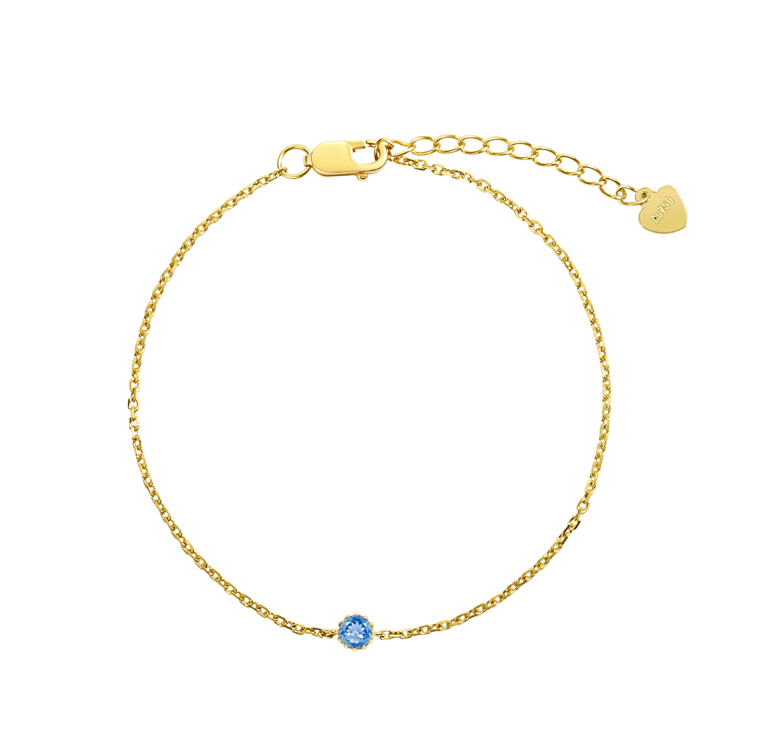 

FANCIME 18K Yellow Gold Bracelet for Natural Blue November 18K Anniversary Gift Wrapping Included Women, Topaz, Birthstone, Gold, Christmas, Birthday,